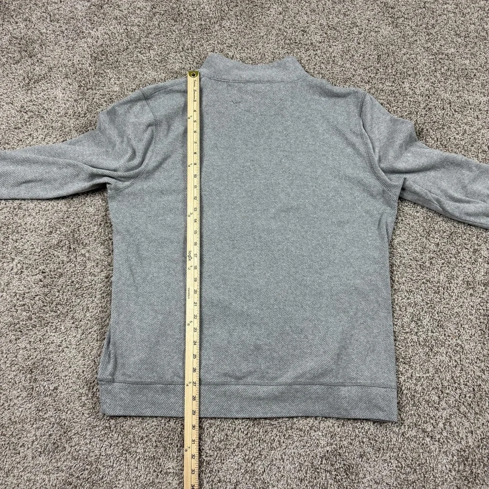 Faherty Sweater Mens 2XL Gray Herringbone 1/4 Zip Mock Neck Knit Pullover XXL